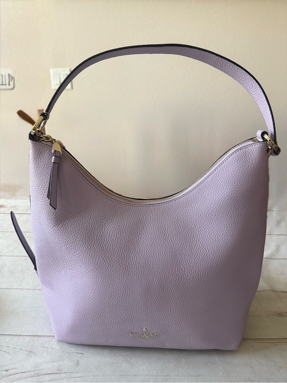 Kate Spade New York Pebbled Leather Hobo Shoulder Bag in Lilac Lavender BohoChic